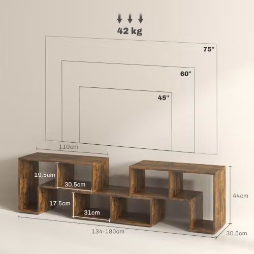 HOMCOM Rustic Brown TV Stand for Televisions up to 75 Inches – 6