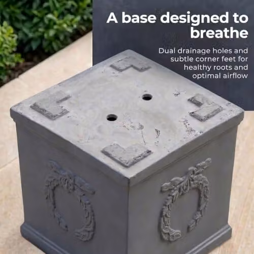 IDEALIST Large Square Planter in Grey Reinforced Stone, 45 cm – 3