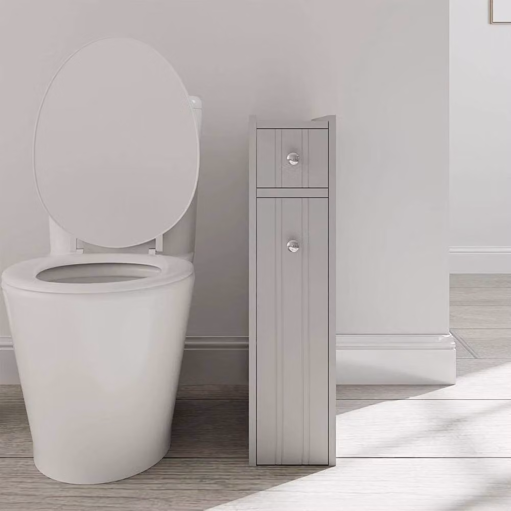 Kelvenix Slim Bathroom Storage Cabinet in Matt Grey, W/D/H: 14.0 x 58.0 x 14.0 cm – 2
