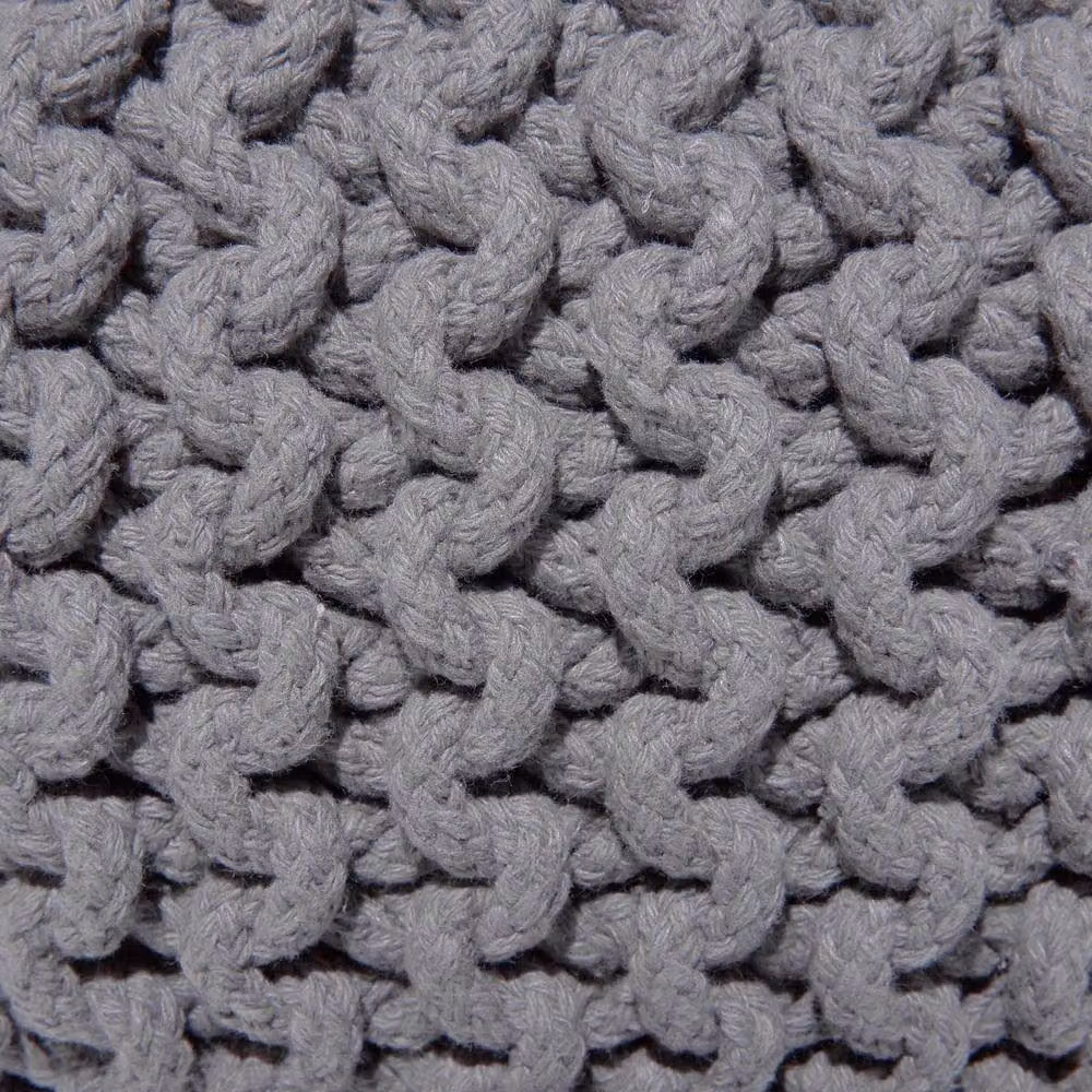 Wyld and Coco Dark Grey Knitted Cotton Pouffe Ottoman, W/D/H: 40 x 25 cm – 5