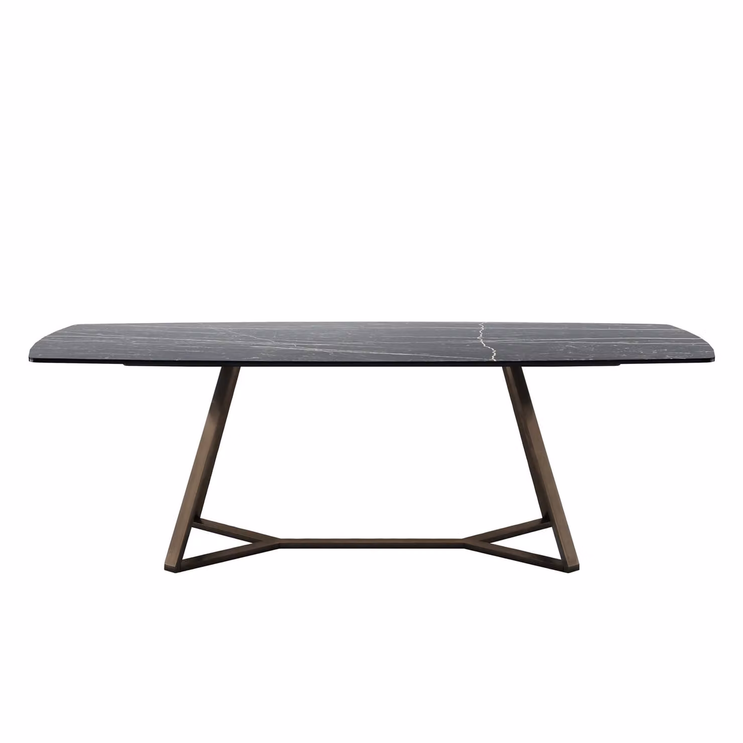 Dome Deco Veneto Rectangular Marble Dining Table in Black
