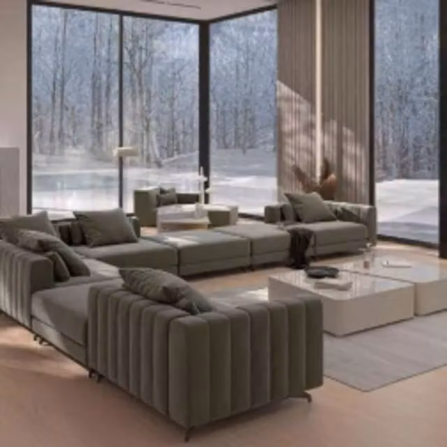 HOB Furniture Thomas Linear Designer Couch in Green