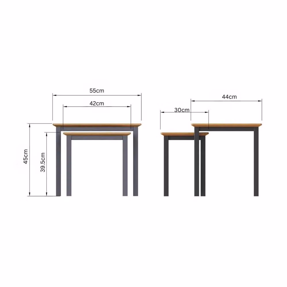 Havendro Graphite Blue Oak Veneer Nest Coffee Tables – 2