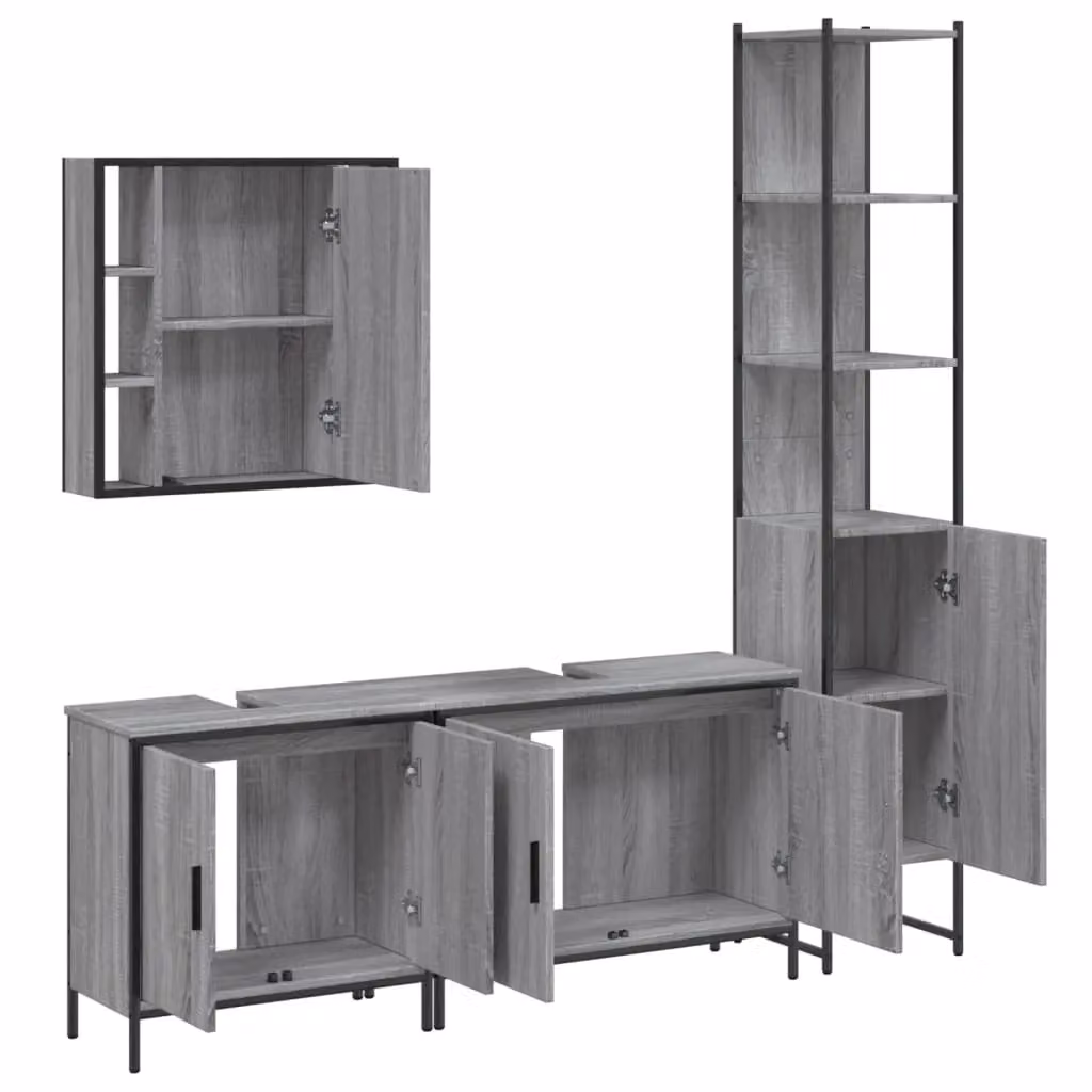 Berkfield Home 4 Piece Grey Sonoma Bathroom Cabinet Set – 3