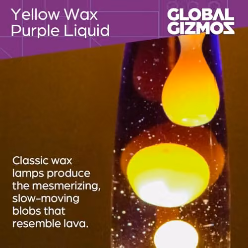 Global Gizmos 48809 Retro Lava Lamp with Silver Base, Purple and Yellow, Height: 40.64 cm – 3