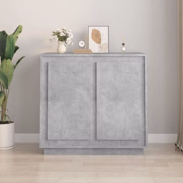 Berkfield Home Sideboard in Concrete Grey, W/D/H: 80 x 34 x 75 cm