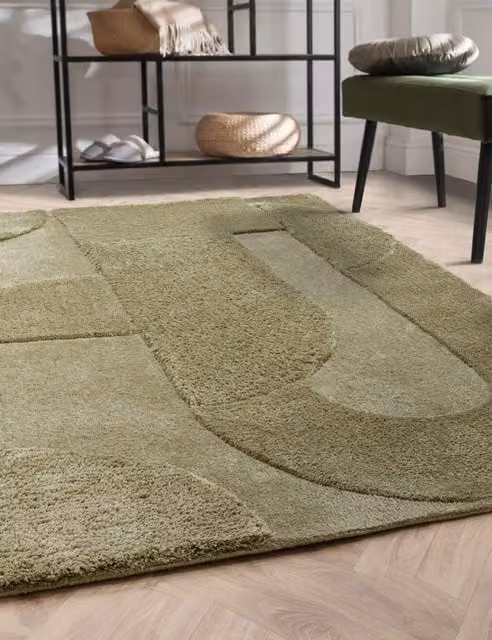 Asiatic Tova Hand-Tufted Abstract Modern Rectangular Rug in Green
