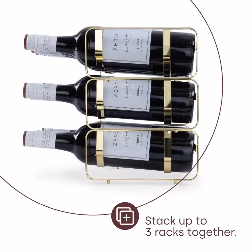 LIVIVO Elegant Stackable Metal Wine Shelf Rack, Set of 2, Gold and Silver – 6