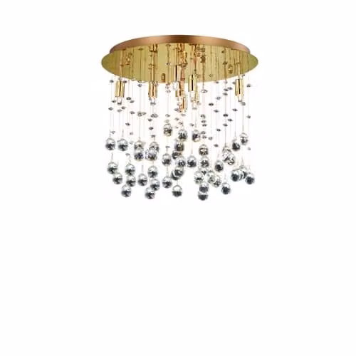 Netlighting Moonlight 8 Light Medium Suspended Ceiling Pendant in Gold and Crystal with G9 Bulbs