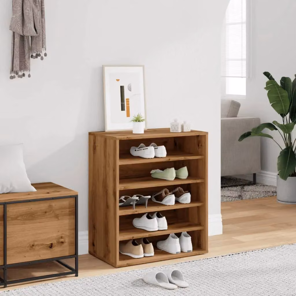 Berkfield Home Artisan Oak Shoe Cabinet in Brown, W/D/H: 60 x 35 x 70 cm – 3