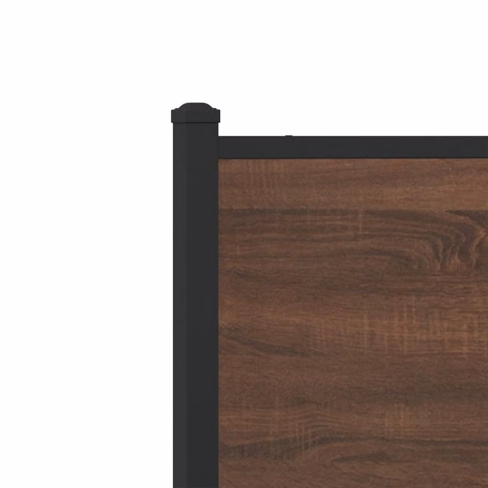 Berkfield Home Metal and Wood Bed Frame in Brown Oak, W/D/H: 90 x 190 cm Single – 7