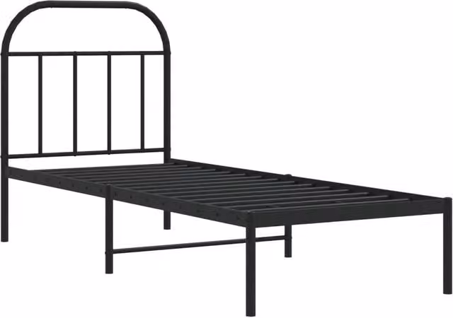 Berkfield Home Metal Bed Frame with Headboard in Black, W/D/H: 80 x 190 cm