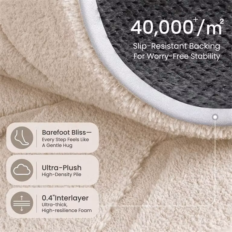 FORGEVIO Modern Round Non-Slip Polypropylene Rug in Beige, Diameter: 100 cm