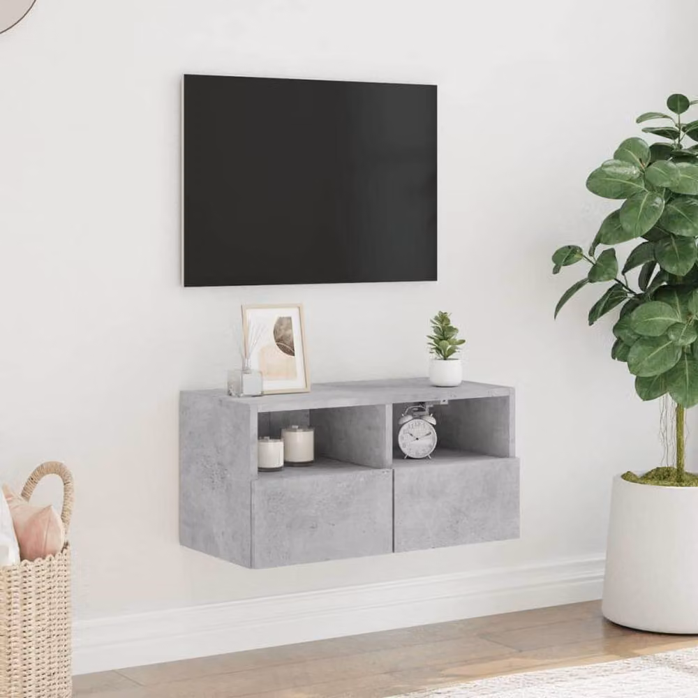 Berkfield Home Wall Mounted TV Cabinet in Concrete Grey, W/D/H: 60 x 30 x 30 cm – 3