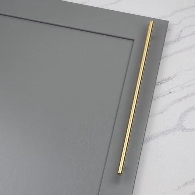 Handle & Home Minimal Round T-Bar Cabinet Handles in Brushed Gold Steel, Length: 320 mm