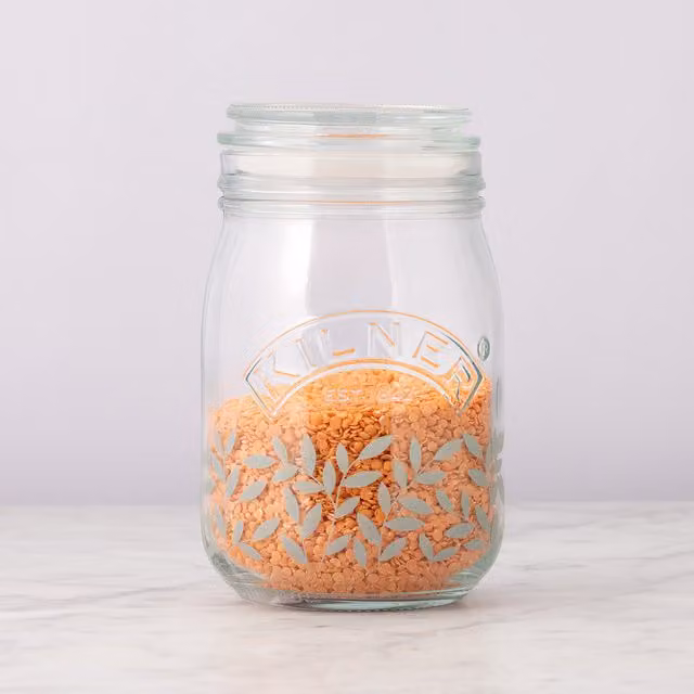 Kilner Botanical Floral Push Top Glass Jar, Transparent, 1 l