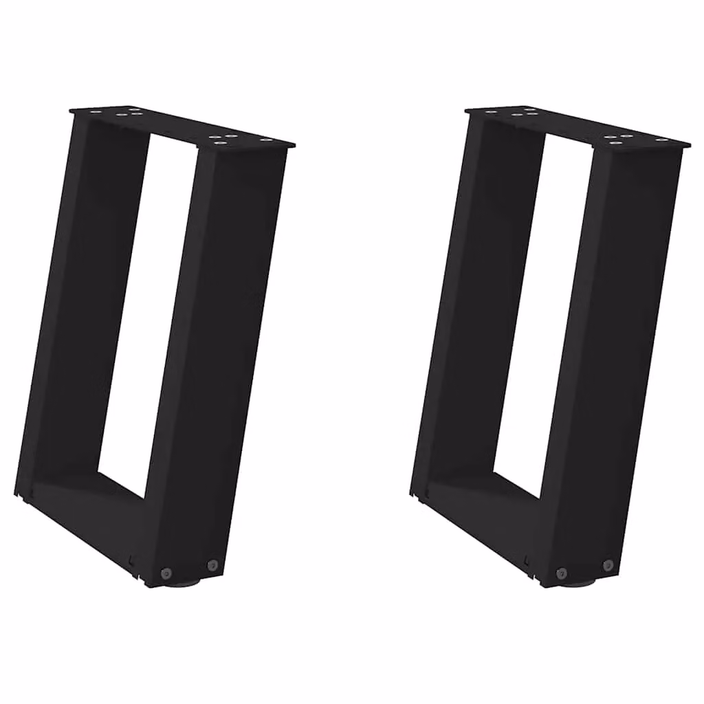 Berkfield Home U-Shaped Coffee Table Legs, 2 Piece Set, Black Matt Steel, H: 38 cm, W: 42.5 cm, D: 43 cm – 2