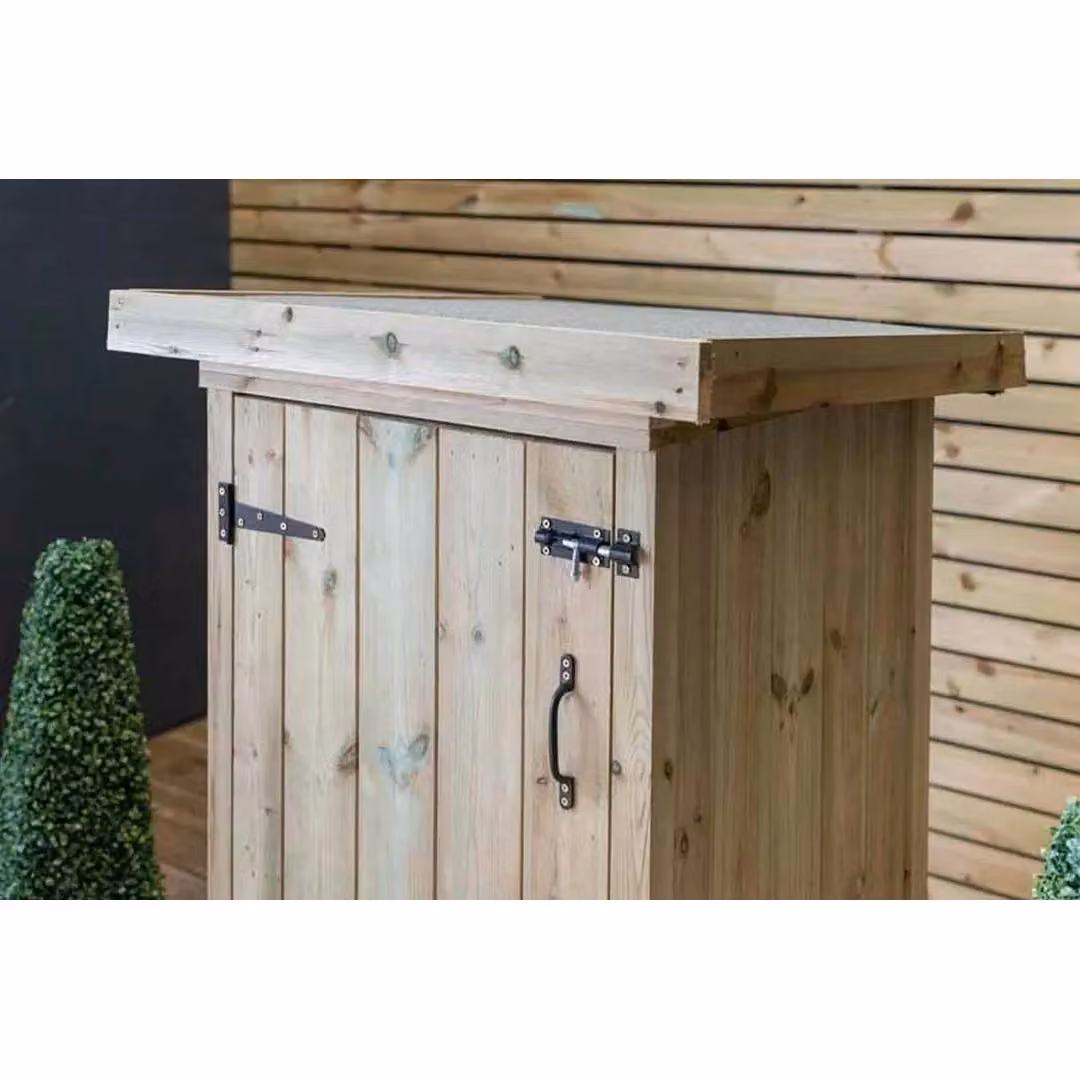 Buttercup Farm Gisburn Small Timber Bin Store in Brown, L96 x W89 x H123 cm – 2