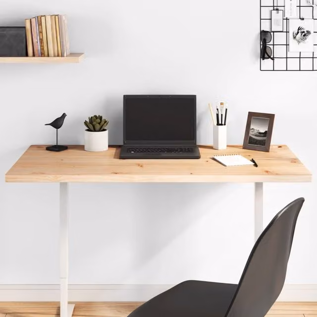 Berkfield Home Solid Wood Pine Desk Top in Brown, W: 110 cm, D: 55 cm, H: 2.5 cm
