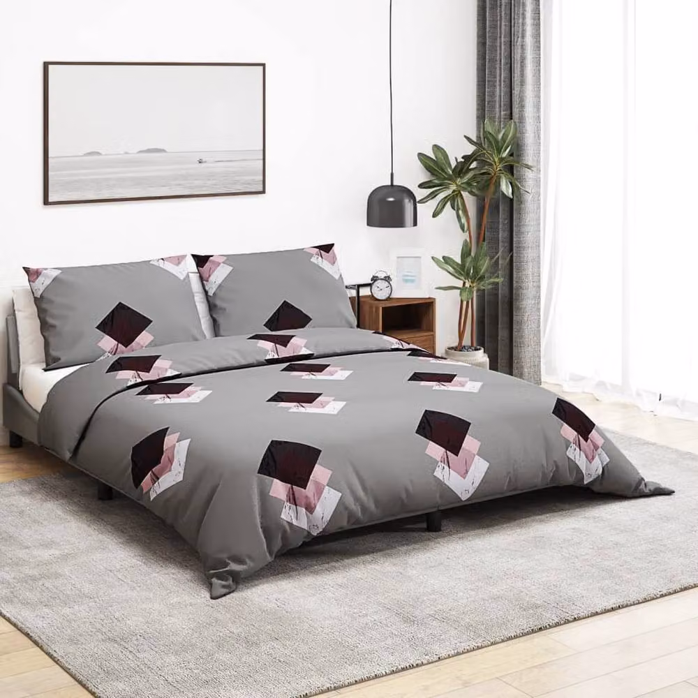 Berkfield Home Elegant Cotton Duvet Cover and Pillowcase Set, Grey, W/D/H: 140 x 200 cm and 60 x 70 cm – 2