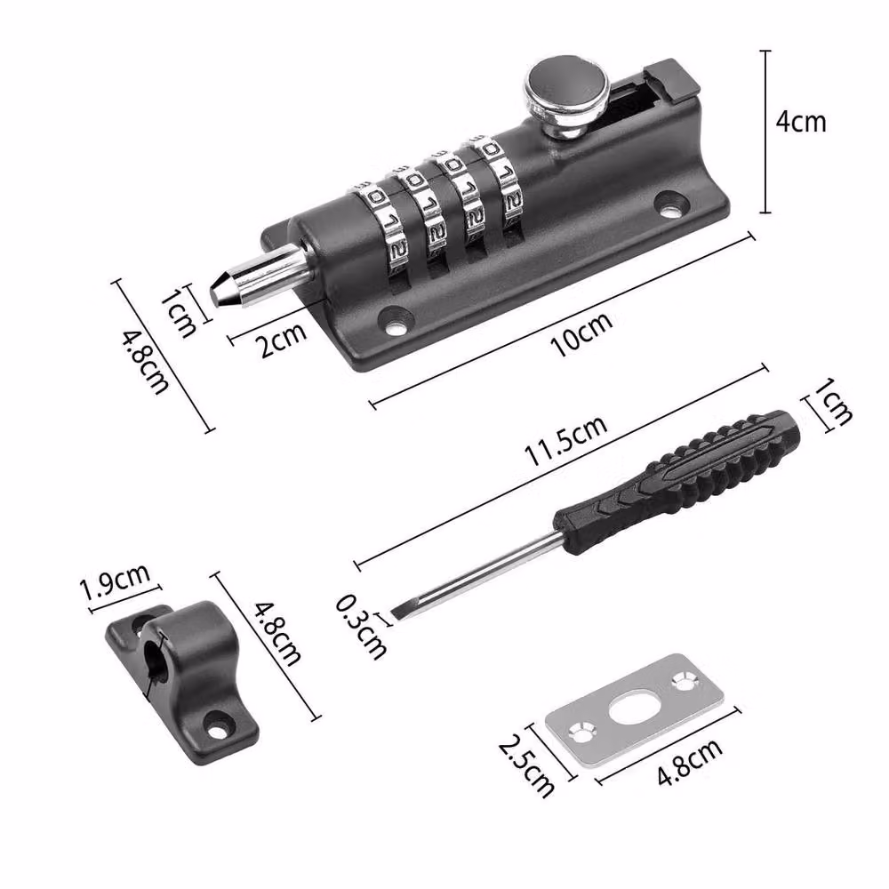 SPETLEK 4-Digit Combination Slide Latch Door Lock in Black Stainless Steel – 2