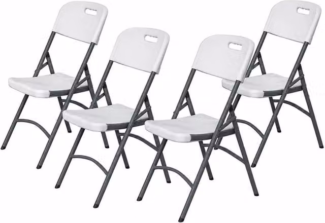 FORGEVIO Heavy Duty Folding Plastic Chair in White for Indoor and Outdoor Use
