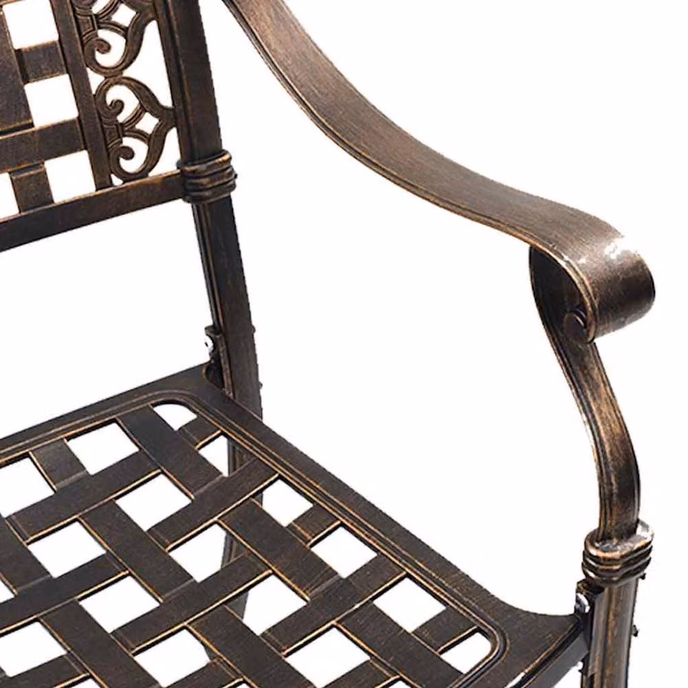 Berkfield Home Set of 2 Bronze Cast Aluminium Garden Chairs with Armrests – 6