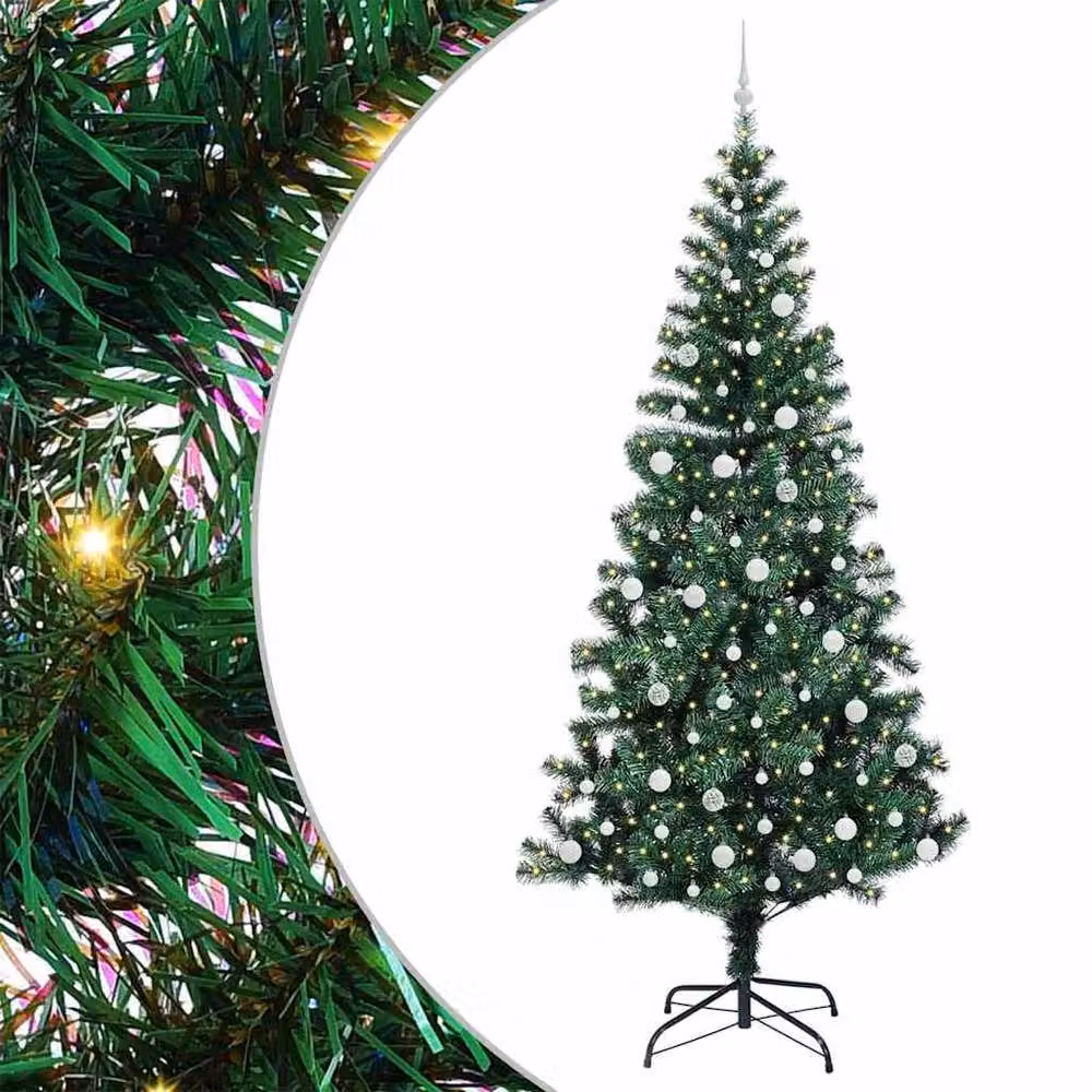 Berkfield Home Artificial Pre-lit Christmas Tree in Green, Height: 240 cm – 2