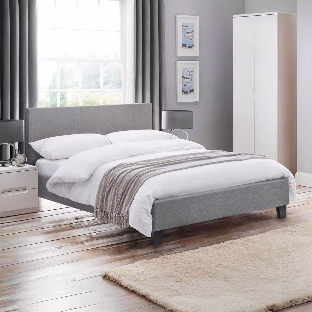 Cheshire Travertine Upholstered Bed in Light Grey, Small Double, W/D/H: 120 x 200 cm – 3
