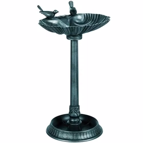 Outsunny Green Bird Bath with 2 Decorative Birds, Height: 81 cm