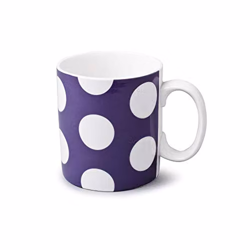 WM Bartleet & Sons 1750 Dotted Porcelain One Pint Mug, 568ml – Purple and White