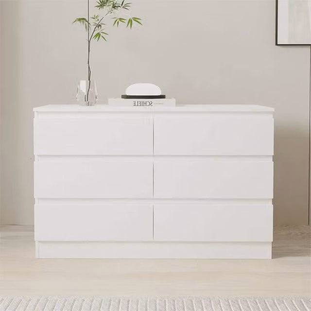 Nordara Modern White 6 Drawer Chest of Drawers Matt Finish Bedroom Storage Cabinet