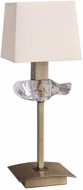 Netlighting Akira Table Lamp with E14 Bulb and Beige Fabric Shade in Antique Brass – 1