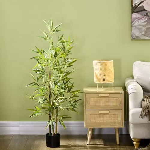 HOMCOM Artificial Bamboo Tree in Green Pot, Height: 120 cm – 5
