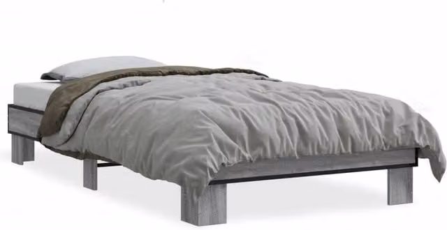Berkfield Home Sonoma Bed Frame in Grey, W/D/H: 90 x 200 cm