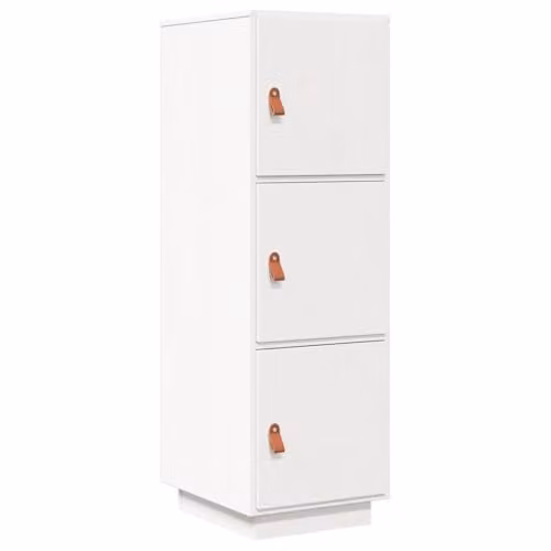 vidaXL Modern White Lacquered Pine Highboard with Hinged Doors, W/D/H: 34 x 40 x 108.5 cm