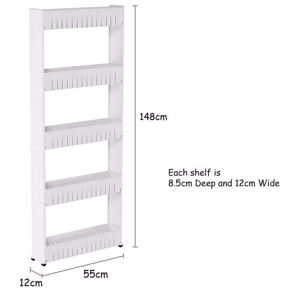 EONLION 5 Tier Slim Slide Out Kitchen Trolley, White – 2