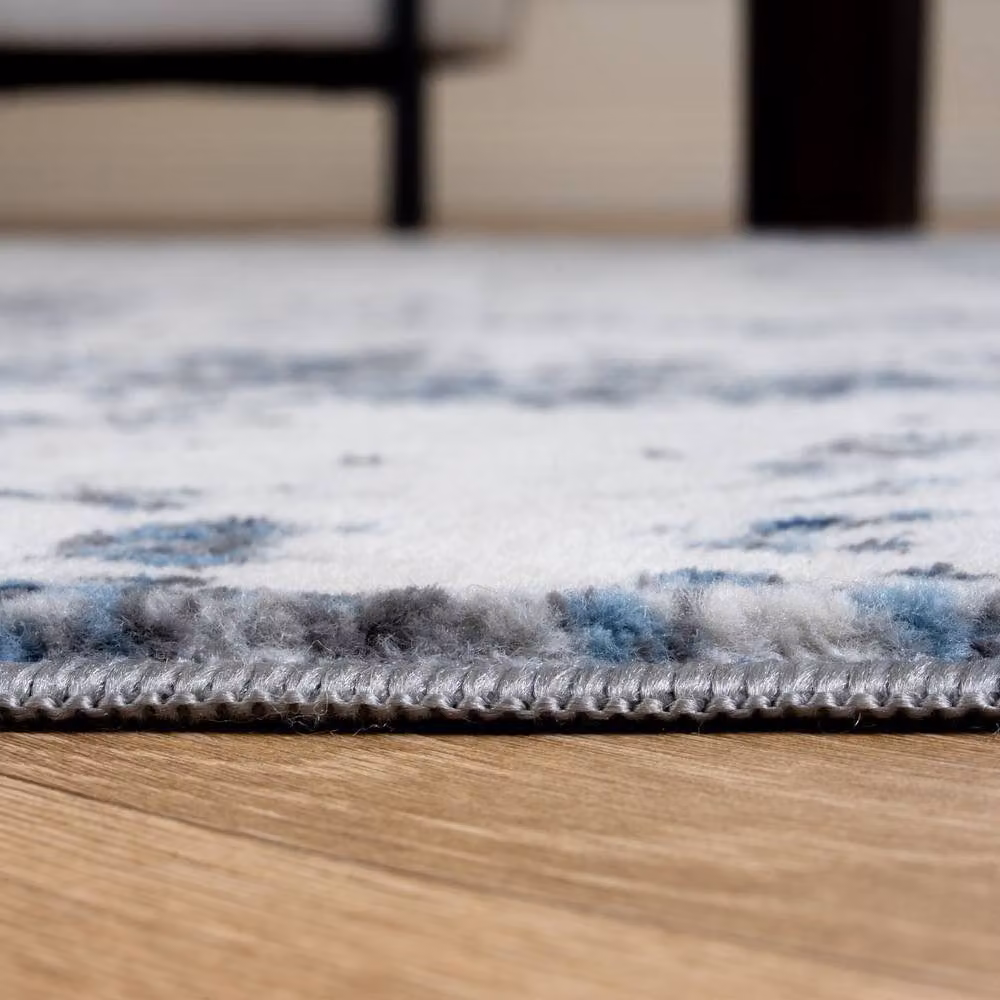 THE RUGS Elaris Stain Resistant Abstract Area Rug in Navy and Light Grey, W: 160 cm, D: 230 cm – 2