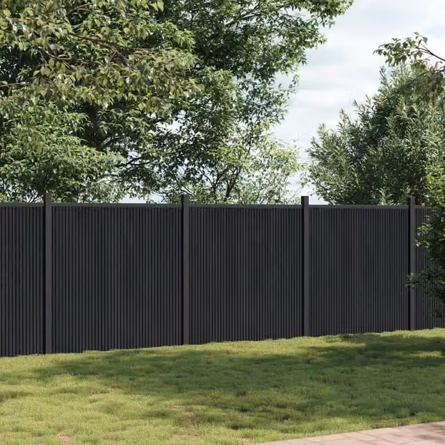 Berkfield Home Durable WPC and Aluminium Fence Panel, Grey, W: 526 cm, H: 186 cm