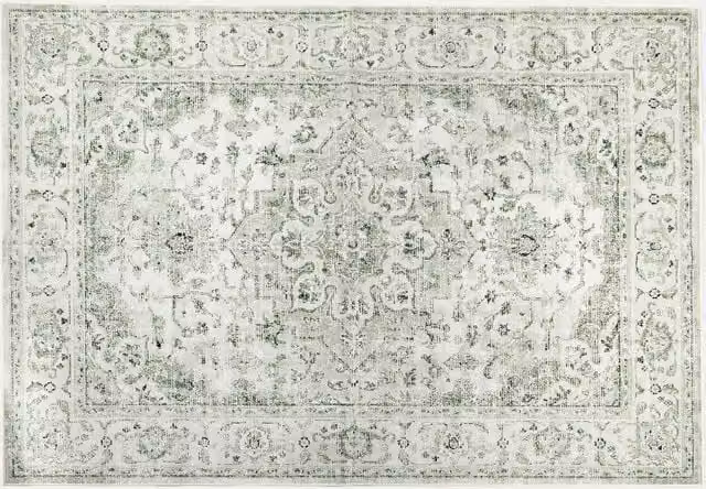 OHS Vintage Print Washable Non-Slip Area Rug in Green, W 120 cm x L 170 cm
