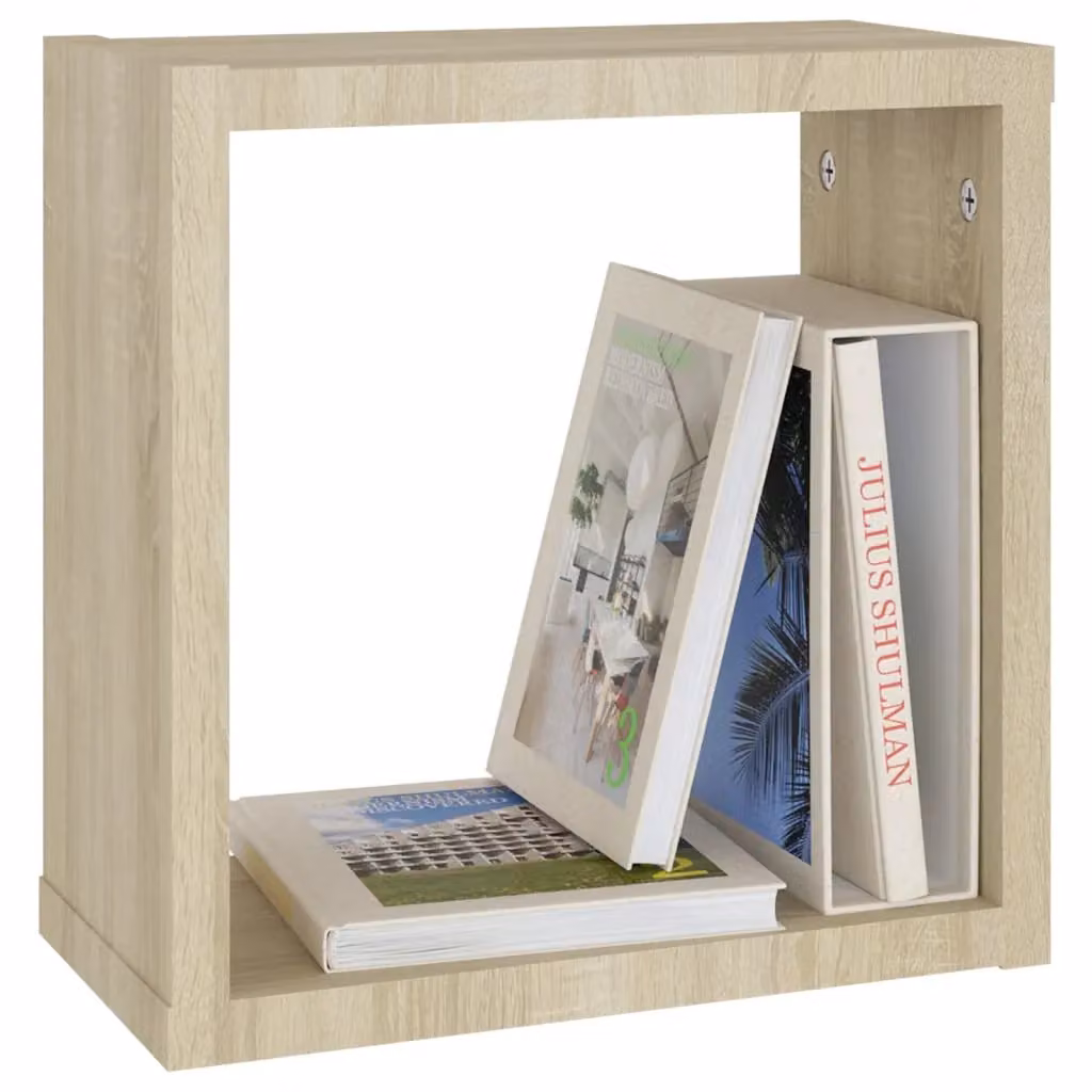 Berkfield Home Wall Mounted Cube Shelves, 6 Piece Set in Sonoma Oak Brown, W/D/H: 30 x 15 x 30 cm – 2