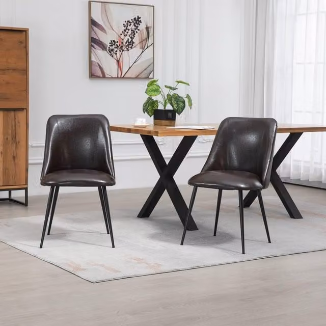 Artemis Home Morandi Set of 2 Faux Leather Dining Chairs in Brown