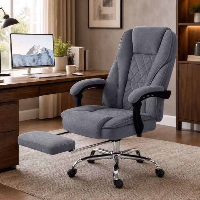 STILVORA Heated Massage Office Chair with Footrest in Grey Fabric