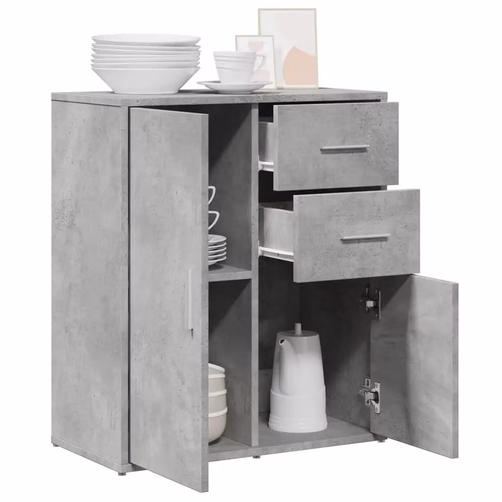Berkfield Home Sideboard in Concrete Grey, W/D/H: 60 x 31 x 70 cm – 2