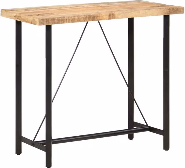 Berkfield Home Bar Table in Brown Rough Mango Wood, W/D/H: 120 x 58 x 107 cm