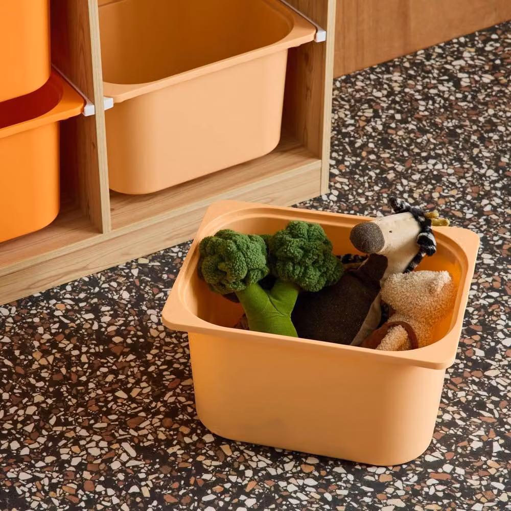 sweeek Childrens Storage Unit with 6 Colourful Bins, Natural Orange – 3