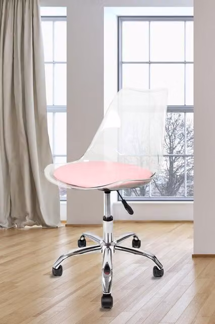 Fusion Living Soho Modern Transparent Pink Plastic Dining Chair with Swivel Base – 1