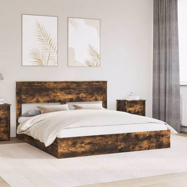 Berkfield Home Modern Storage Bed with Drawers in Smoked Oak Brown, W/D/H: 180 x 200 cm – 1