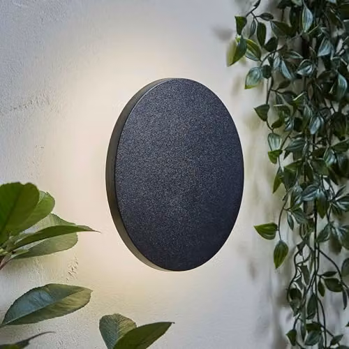 ValueLights Chad Round LED Outdoor Wall Light, Black, IP65, W/D/H: 16.5 x 16.5 x 5.8 cm – 2
