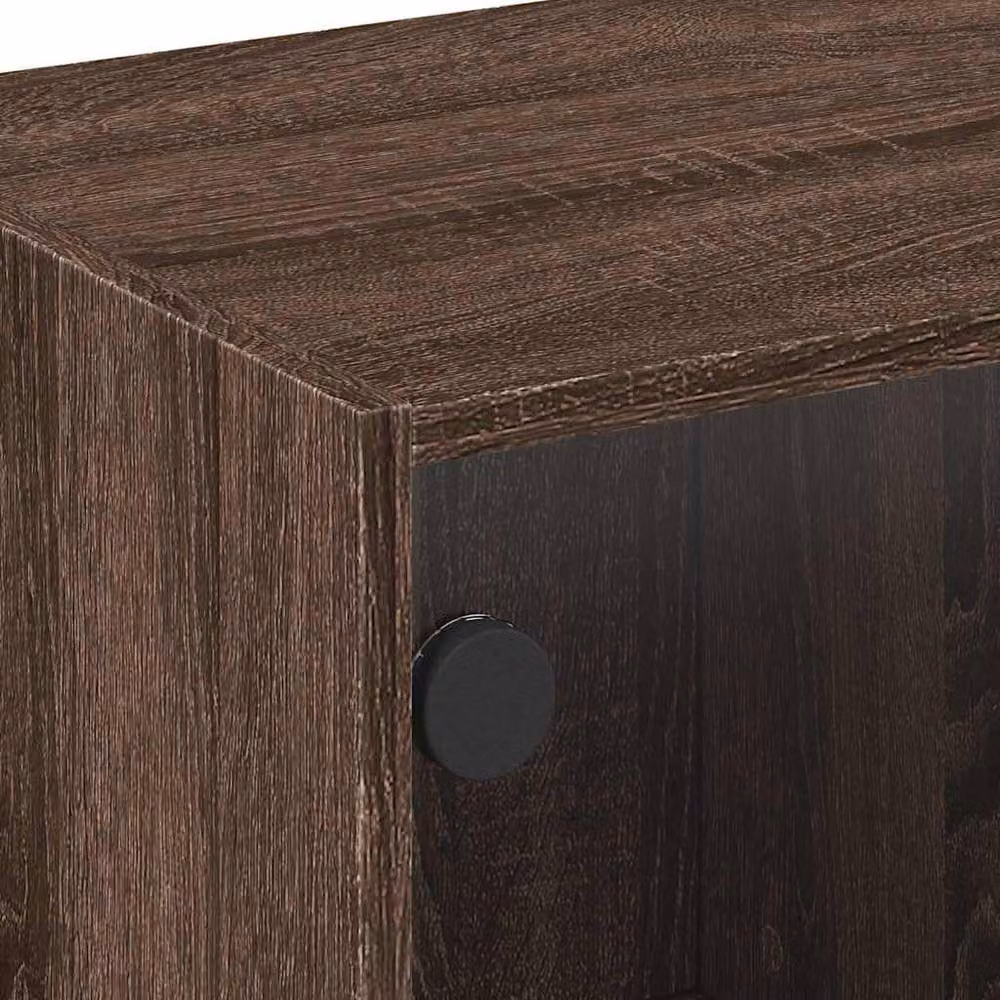 Berkfield Home Modern Coffee Table in Brown Oak with Glass Doors, W: 68 cm, D: 50 cm, H: 42 cm – 4